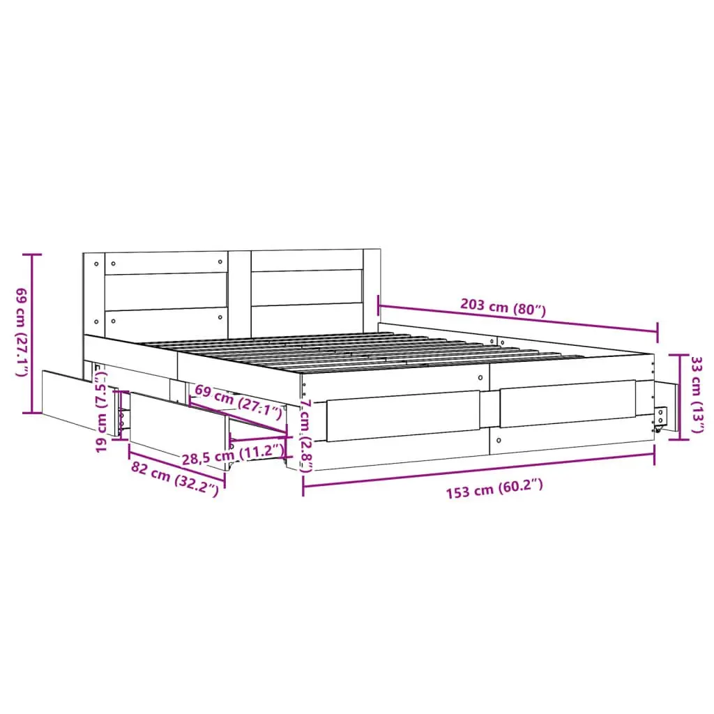 Sonoma Oak Bed Frame with Headboard and Storage