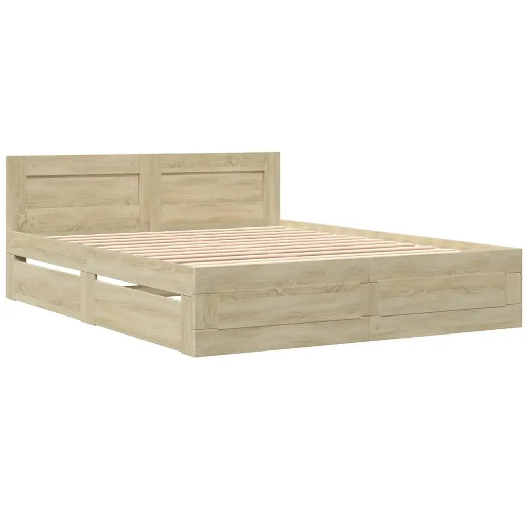 Sonoma Oak Bed Frame with Headboard and Storage