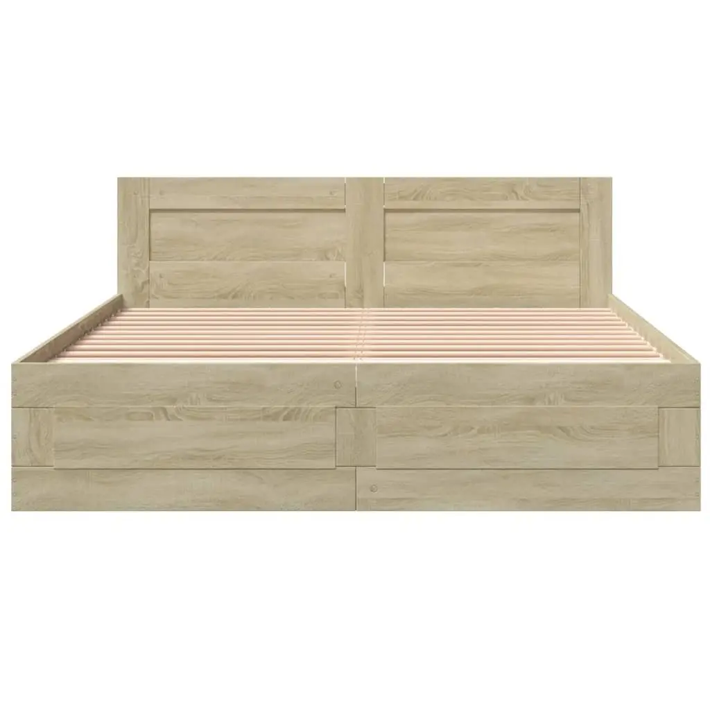 Sonoma Oak Bed Frame with Headboard and Storage