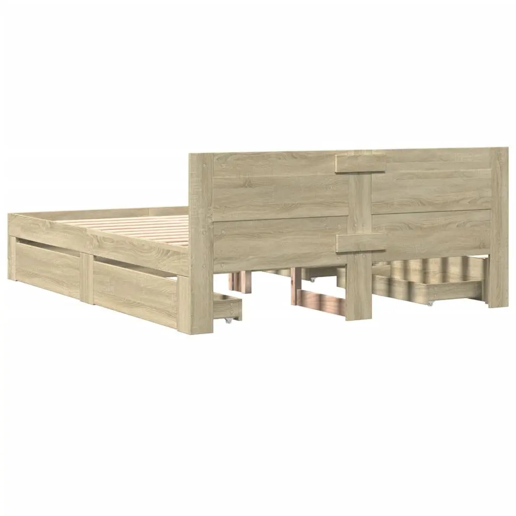 Sonoma Oak Bed Frame with Headboard and Storage