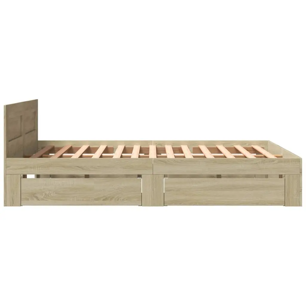 Sonoma Oak Bed Frame with Headboard and Storage