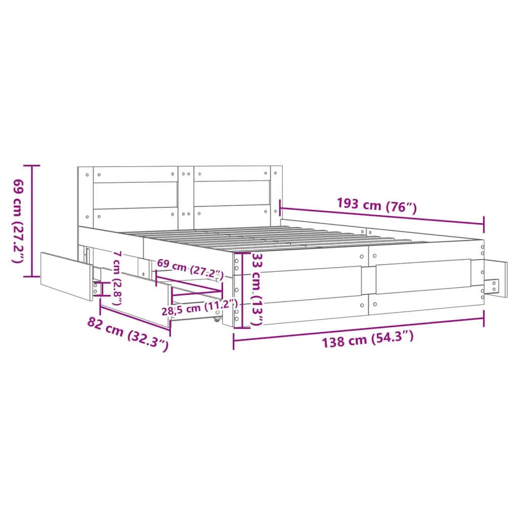 Sonoma Oak Bed Frame 135x190 cm