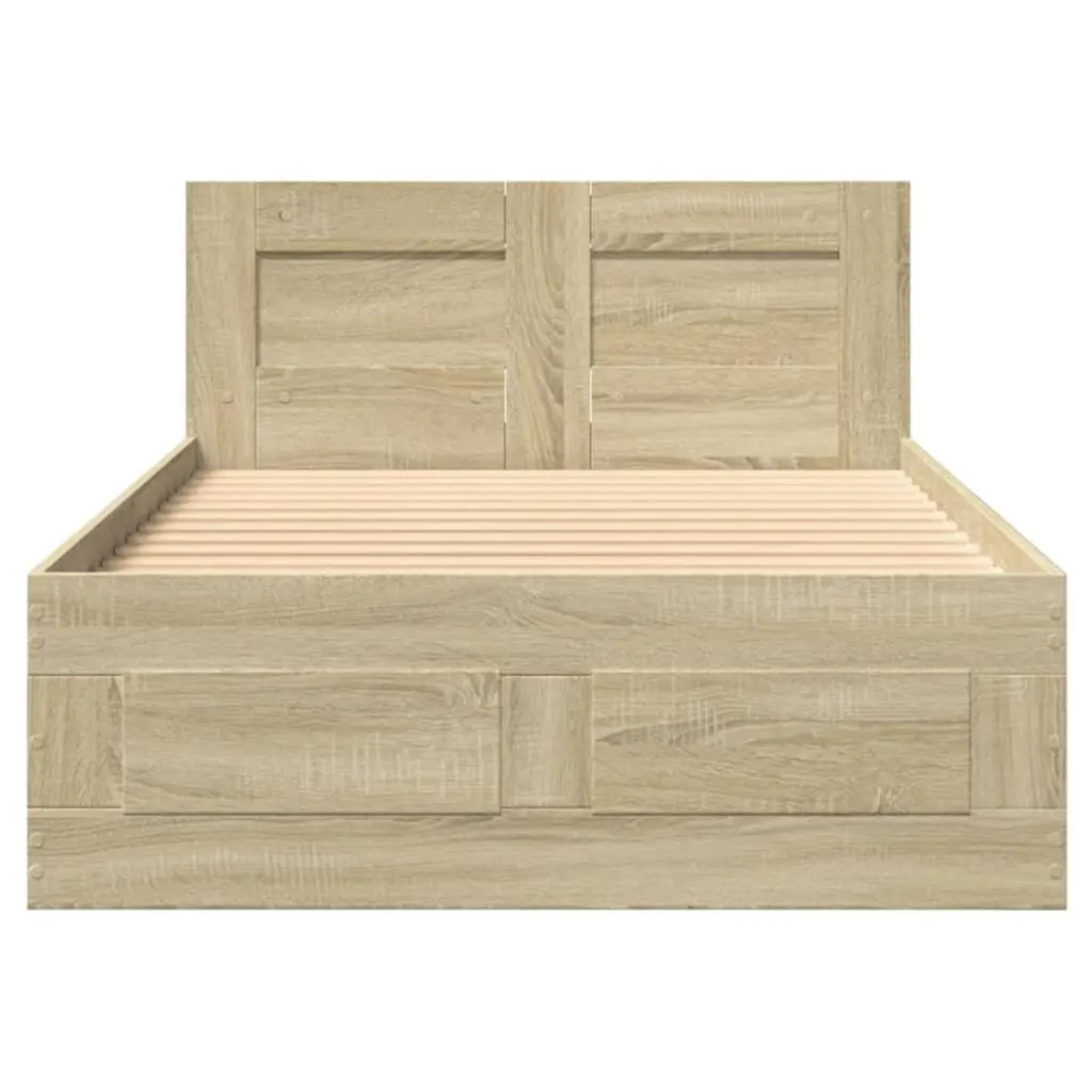 Bed Frame Storage Drawers Slatted Base 90 x 190 cm Brown