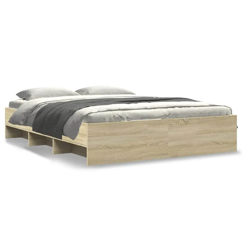 Bed Frame Storage Slatted Base 150x200 cm Brown Engineered Wood