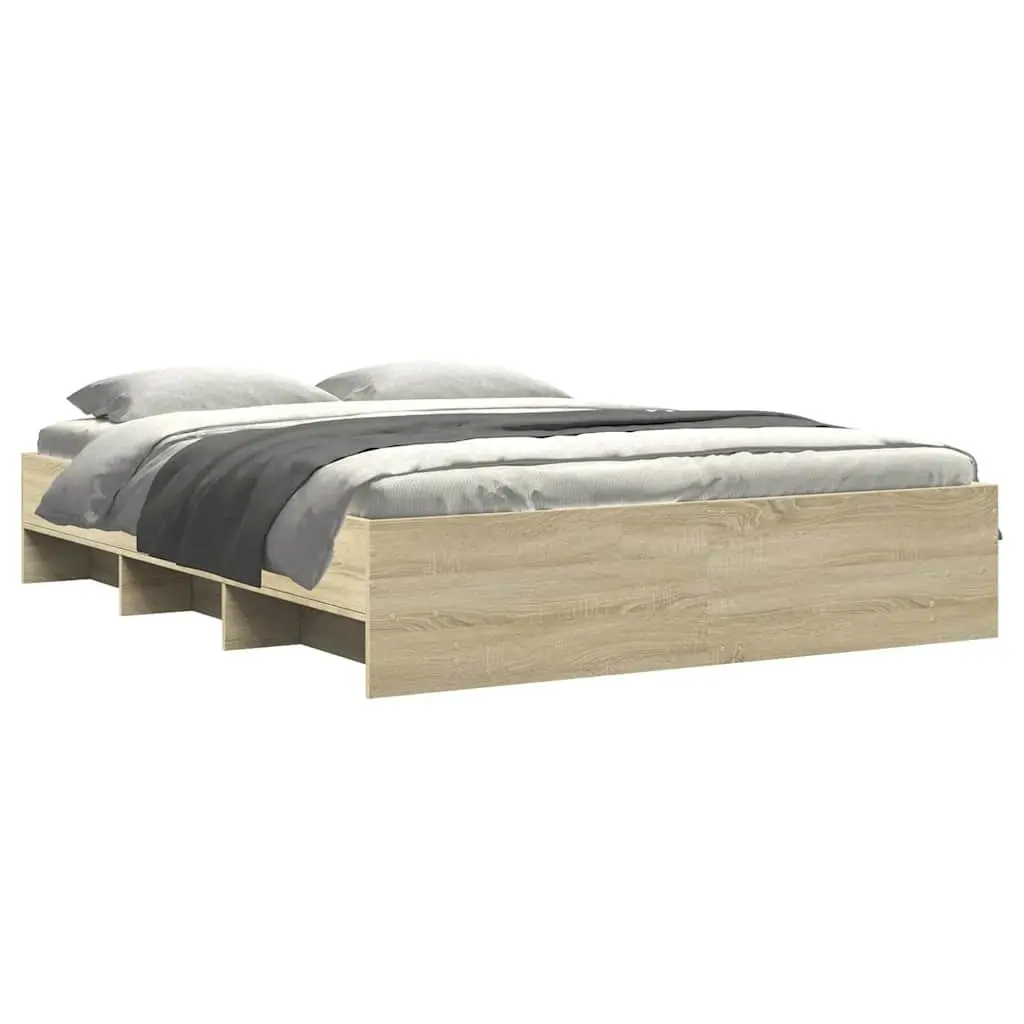Bed Frame Storage Slatted Base 150x200 cm Brown Engineered Wood