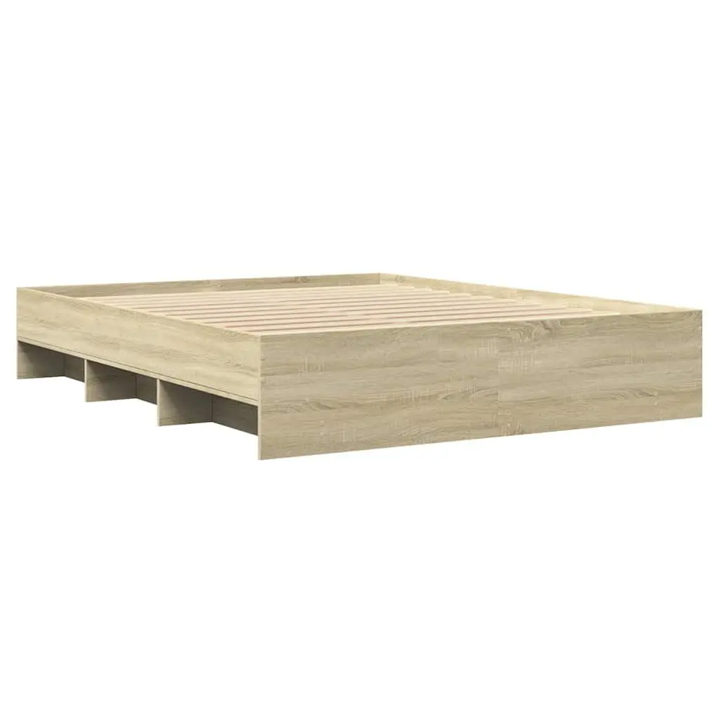 Bed Frame Storage Slatted Base 150x200 cm Brown Engineered Wood