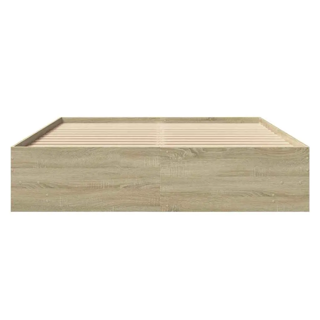Bed Frame Storage Slatted Base 150x200 cm Brown Engineered Wood