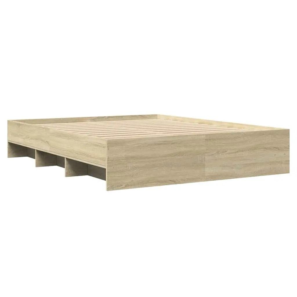 Bed Frame Storage Slatted Base 150x200 cm Brown Engineered Wood