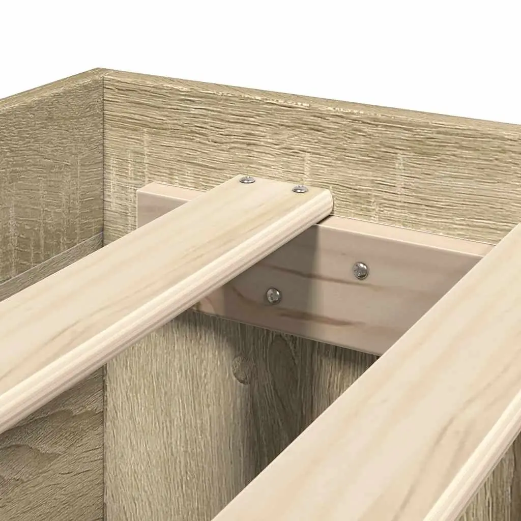 Bed Frame Storage Slatted Base 150x200 cm Brown Engineered Wood