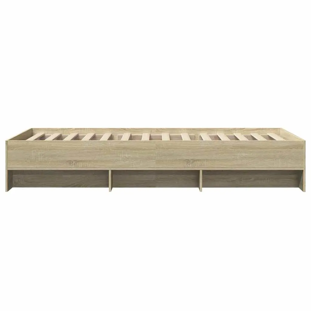 Bed Frame Storage 90x190 cm Engineered Wood Slatted Base Brown Sonoma Oak