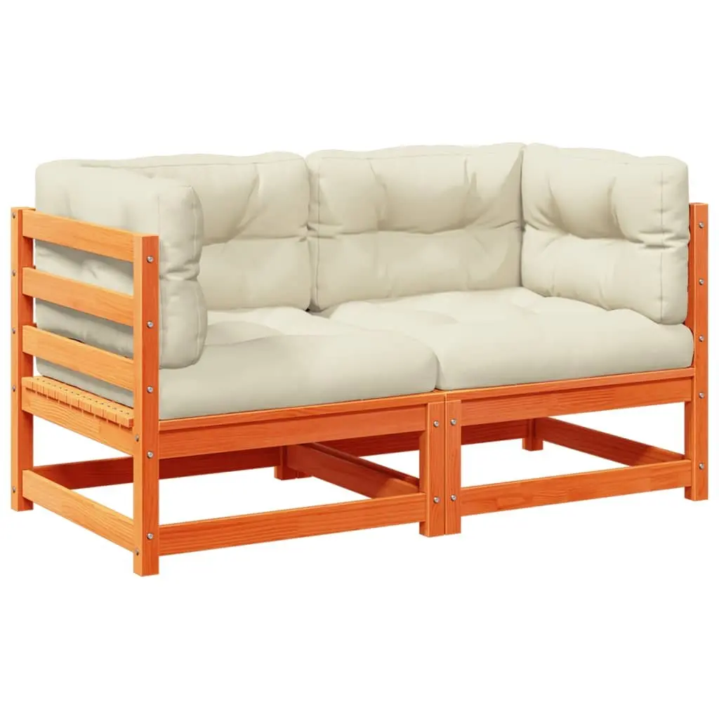 Garden Sofa Set 2 Piece Outdoor Furniture Brown Cushioned Patio Seating
