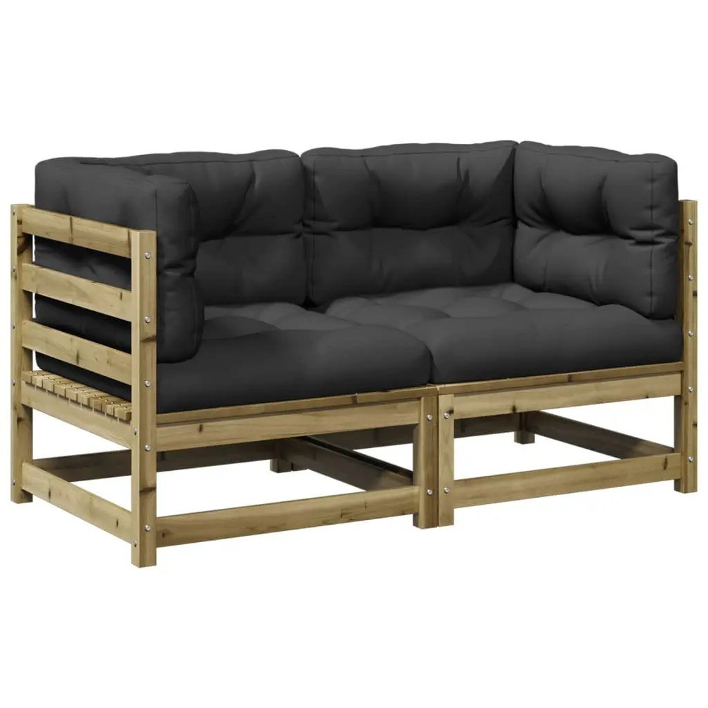 Garden Sofa Set 2 Piece Outdoor Furniture with Cushions Pinewood Brown Patio