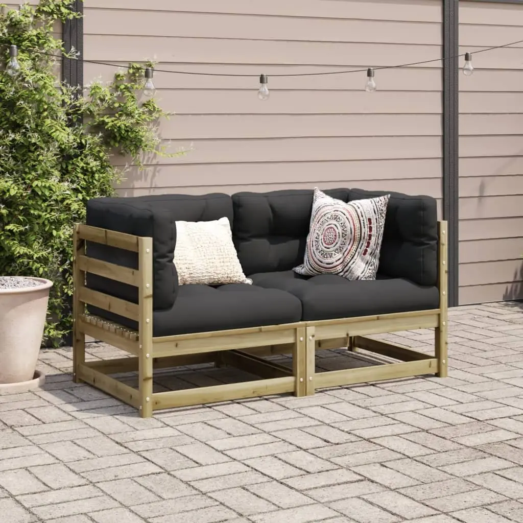 Garden Sofa Set 2 Piece Outdoor Furniture with Cushions Pinewood Brown Patio