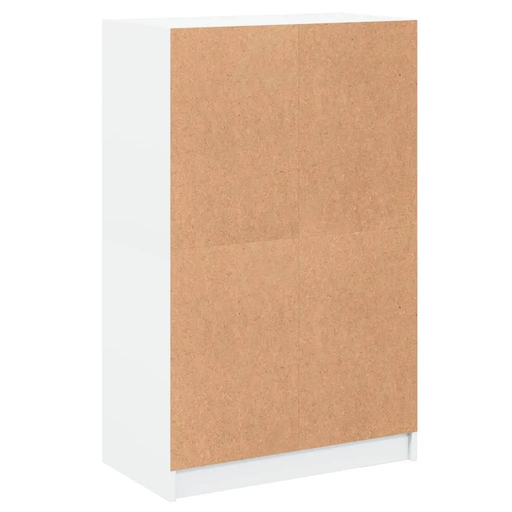 White Highboard Storage Cabinet with Doors Engineered Wood Tall Buffet Sideboard