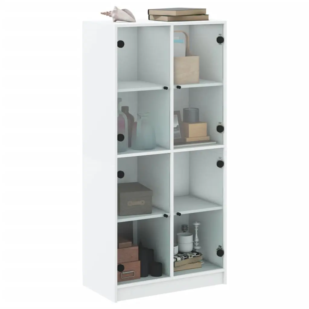 Highboard Storage Cabinet Organising Books Documents 68x37x142cm White Engineered Wood