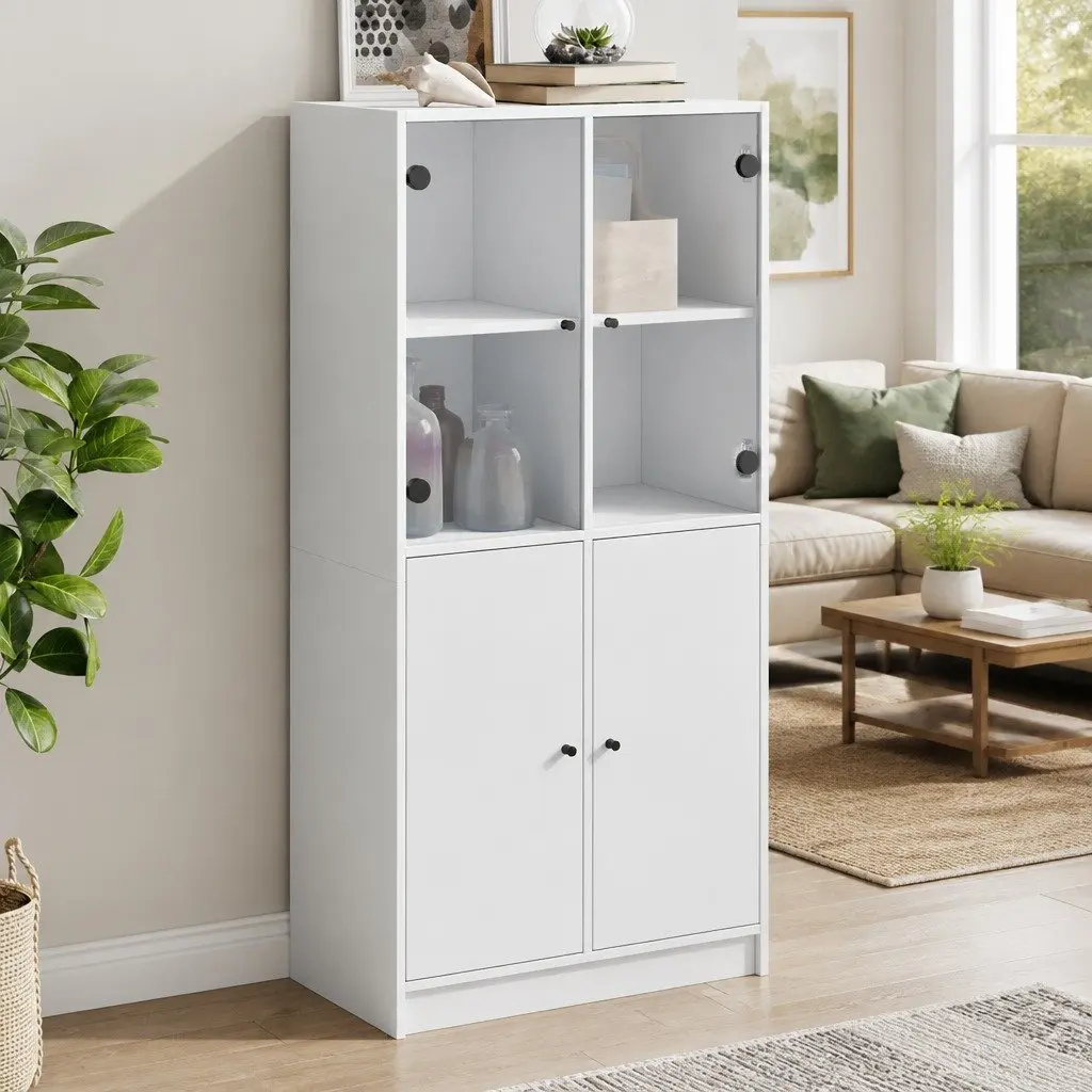 White Highboard Storage with Ample Storage Space