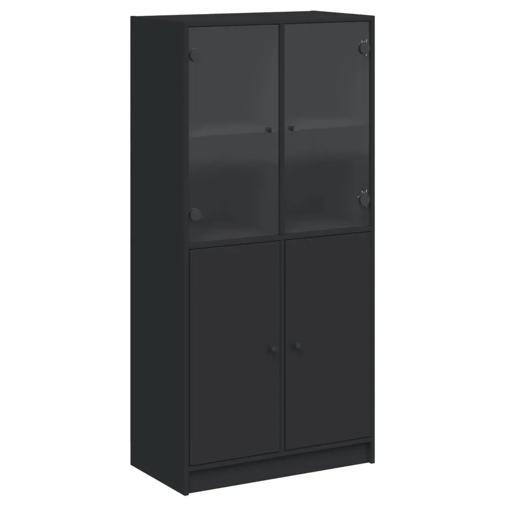Highboard Storage Cabinet Organiser 68x37x142cm Black Engineered Wood
