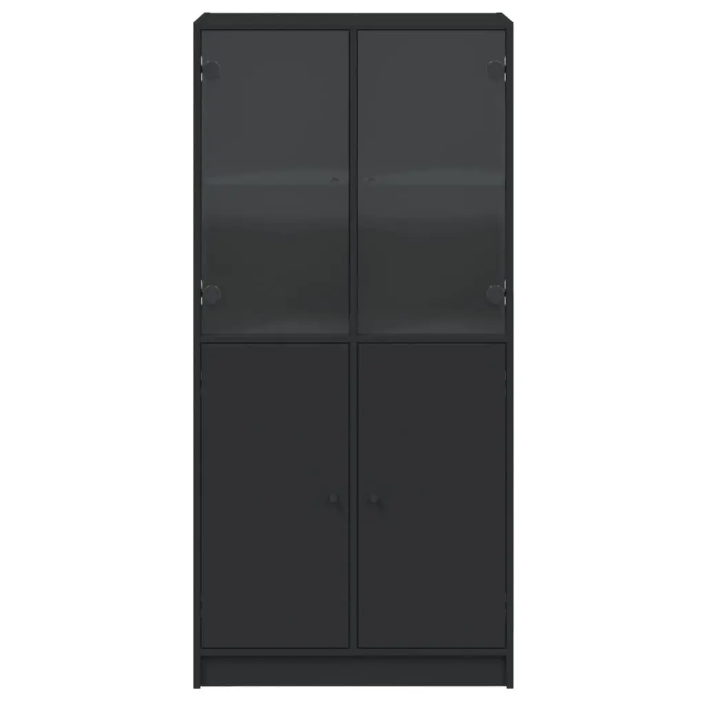 Highboard Storage Cabinet Organiser 68x37x142cm Black Engineered Wood
