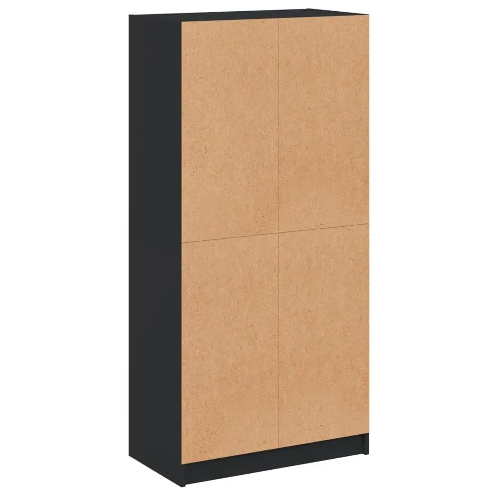 Highboard Storage Cabinet Organiser 68x37x142cm Black Engineered Wood