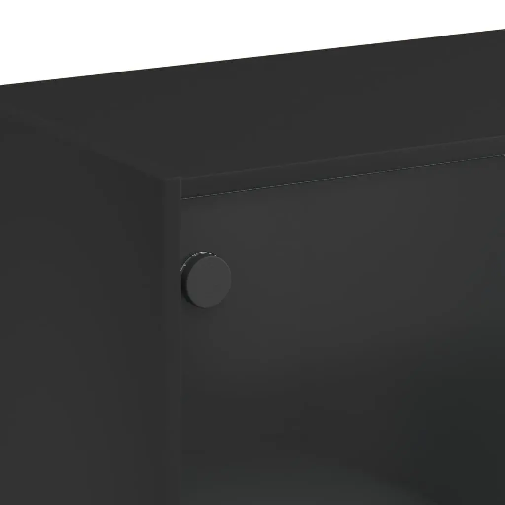 Highboard Storage Cabinet Organiser 68x37x142cm Black Engineered Wood