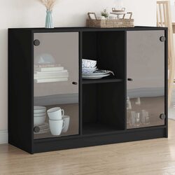 Functional Black Sideboard 102x37x75.5 cm with Storage