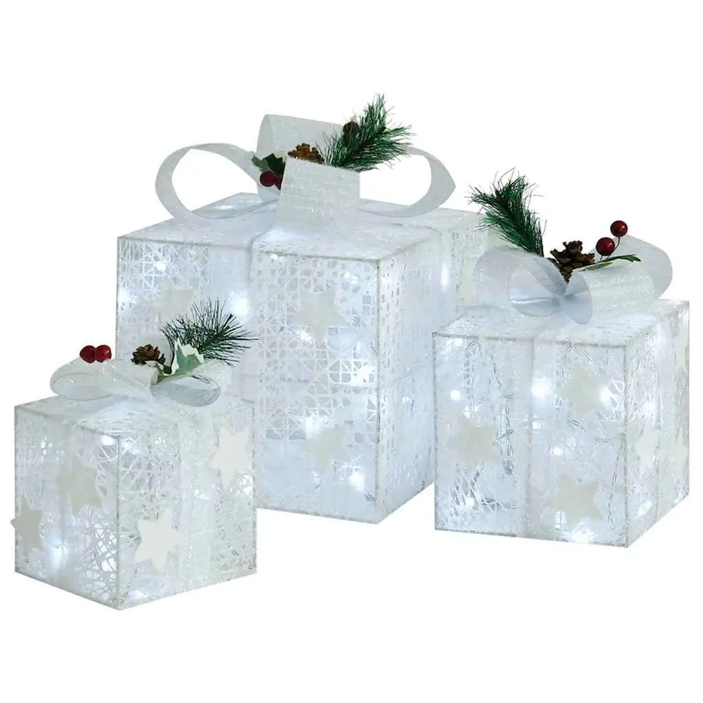 Decorative Gift Boxes Christmas Indoor Outdoor 3 pcs White LED Lights 8 Effects