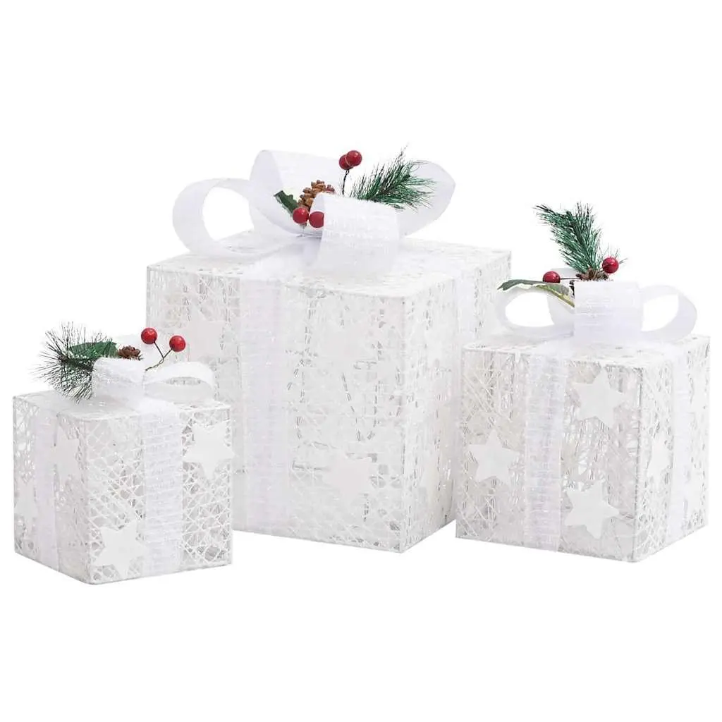 Decorative Gift Boxes Christmas Indoor Outdoor 3 pcs White LED Lights 8 Effects