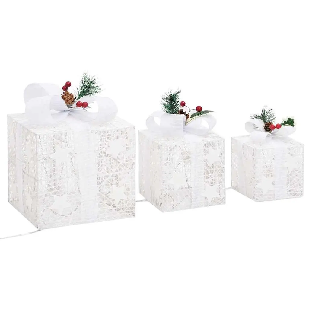 Decorative Gift Boxes Christmas Indoor Outdoor 3 pcs White LED Lights 8 Effects
