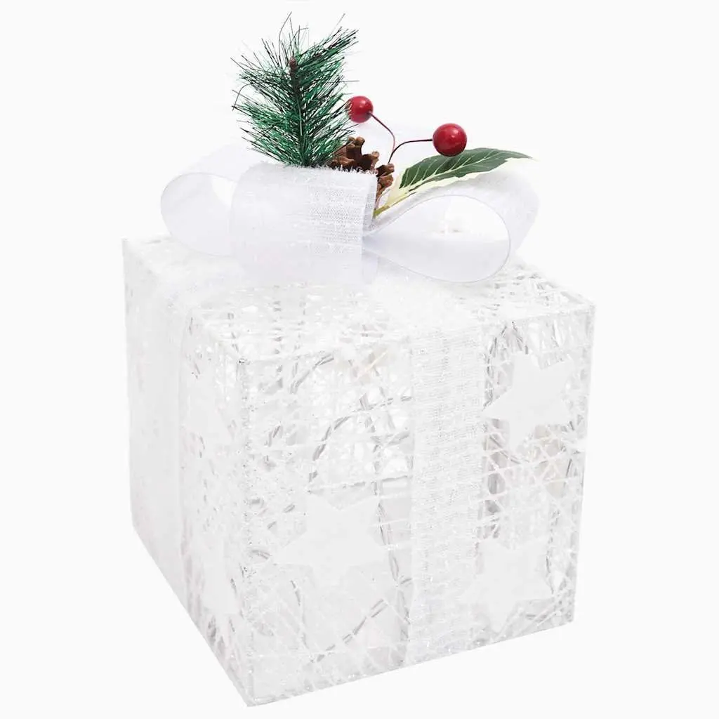 Decorative Gift Boxes Christmas Indoor Outdoor 3 pcs White LED Lights 8 Effects