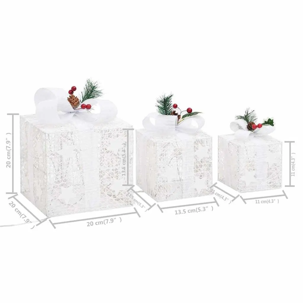 Decorative Gift Boxes Christmas Indoor Outdoor 3 pcs White LED Lights 8 Effects