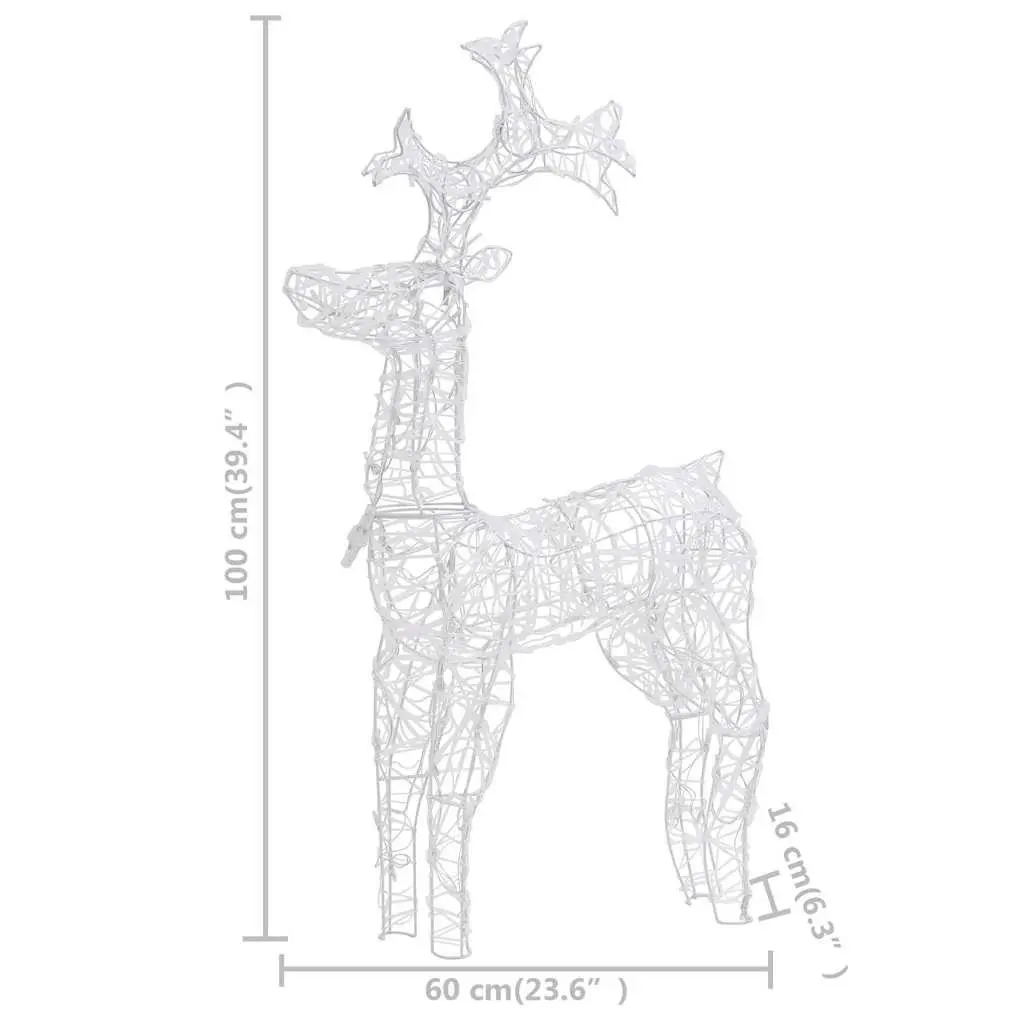 Standing Reindeer Christmas Decoration Warm White LED Lights 60 x 16 x 100 cm Acrylic Outdoor