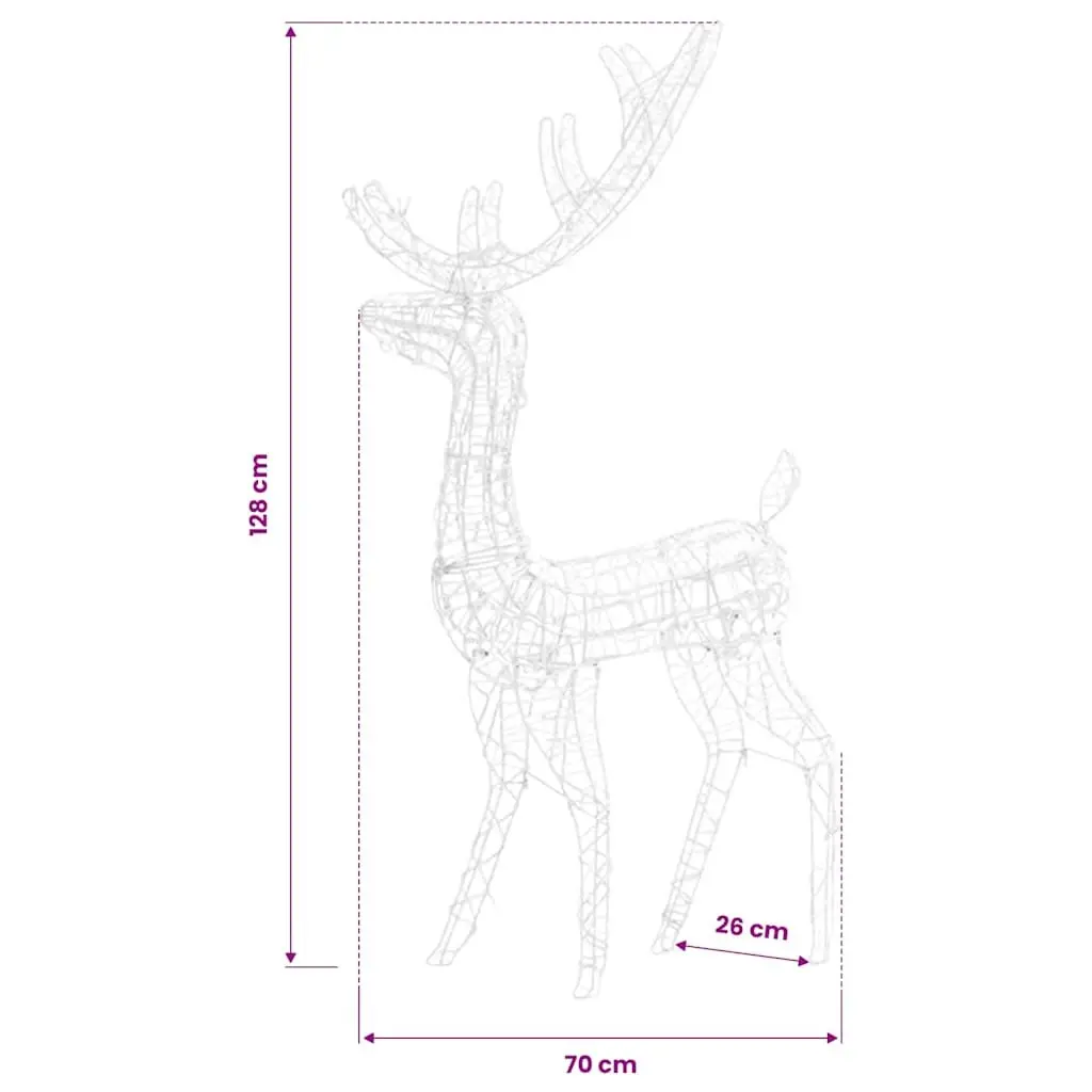 Standing Reindeer Christmas Decoration 128cm Warm White LED Acrylic Outdoor