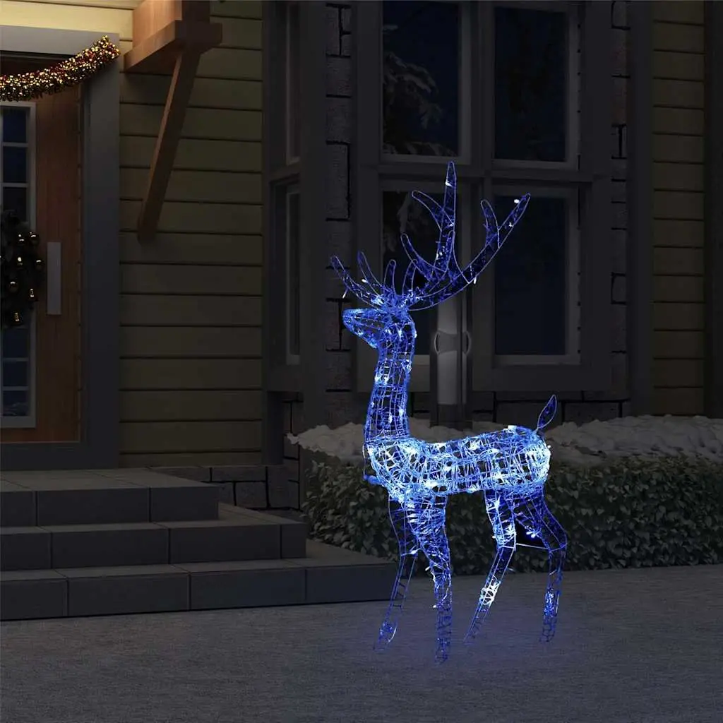 Acrylic Reindeer Christmas Decoration 128cm Blue Indoor Outdoor 140 LED Lights