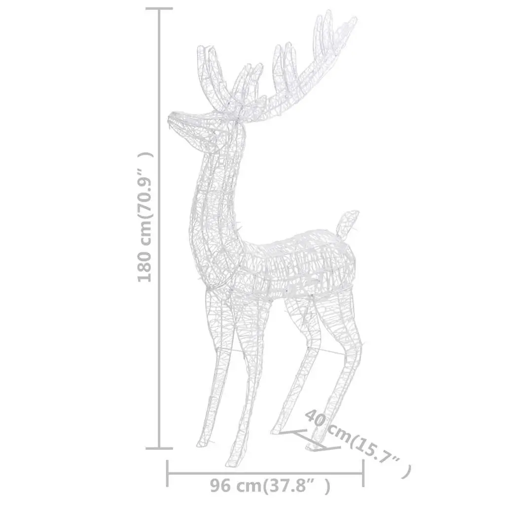 XXL Acrylic Christmas Reindeer Decoration 180cm Cold White LED Lights