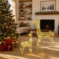 Acrylic Reindeer Family: Practical Decoration for Holidays
