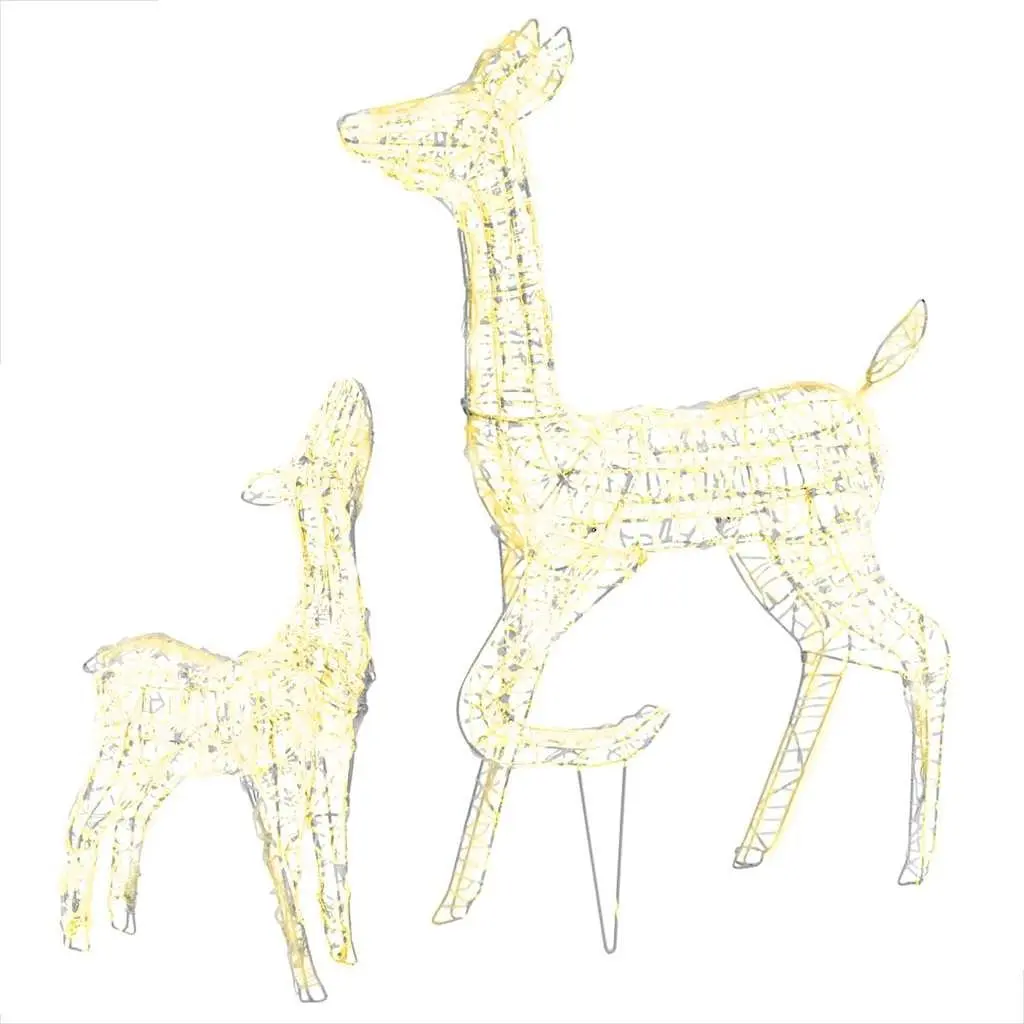 Acrylic Reindeer Family Christmas Decoration 160 LED Warm White Lights 8 Lighting Effects