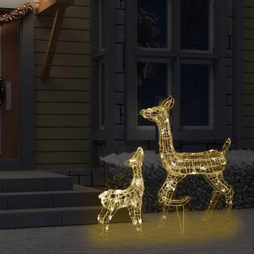 Acrylic Reindeer Family Christmas Decoration 160 LED Warm White Lights 8 Lighting Effects