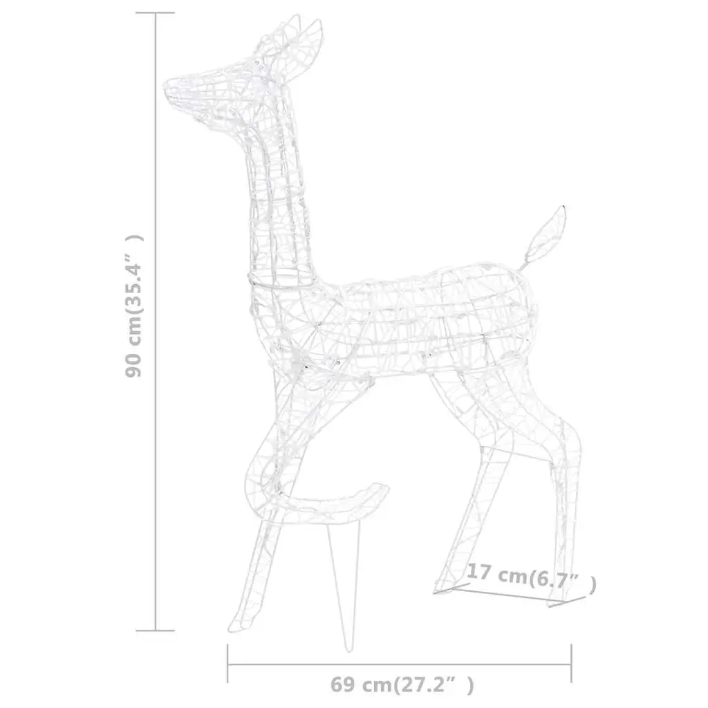 Acrylic Reindeer Family Christmas Decoration 160 LED Warm White Lights 8 Lighting Effects