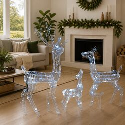 Warm and Practical Acrylic Reindeer Family with LEDs