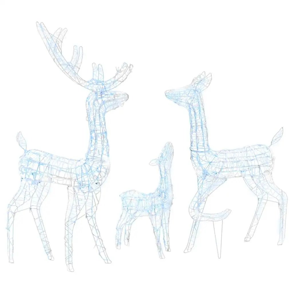 Acrylic Christmas Decoration Reindeer Family Cold White LED Lights Indoor Outdoor 300 Count