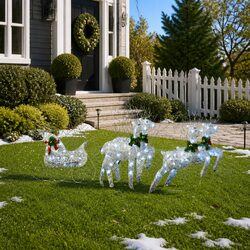 Practical Reindeer Sleigh Decoration with LED Lights