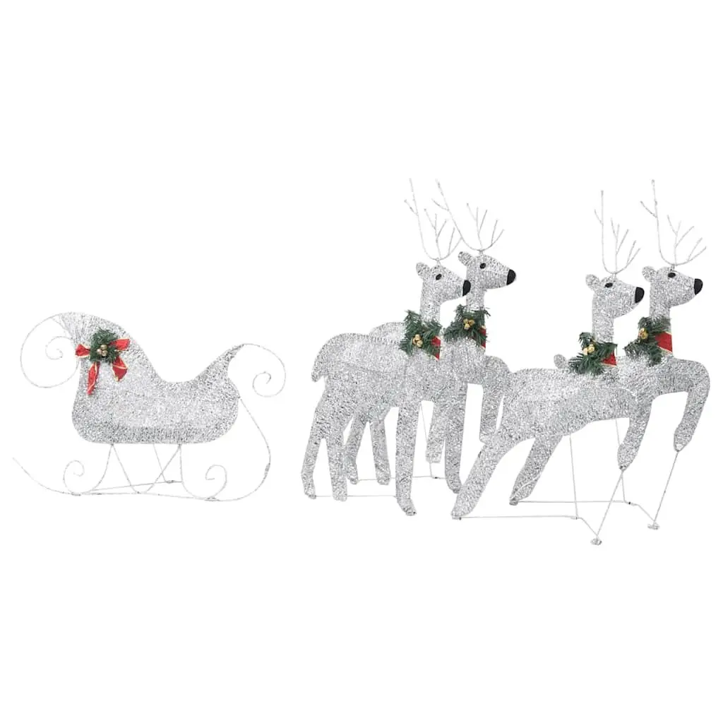 Reindeer Sleigh Christmas Decoration 100 LED Lights Outdoor Garden Silver