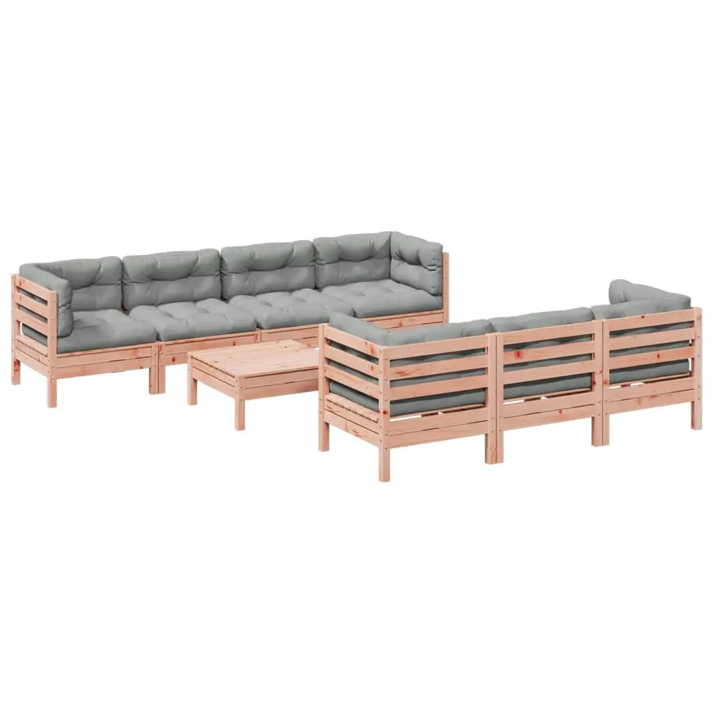 Garden Sofa Set 8 Piece Outdoor Furniture Modular Patio Seating Brown Wood