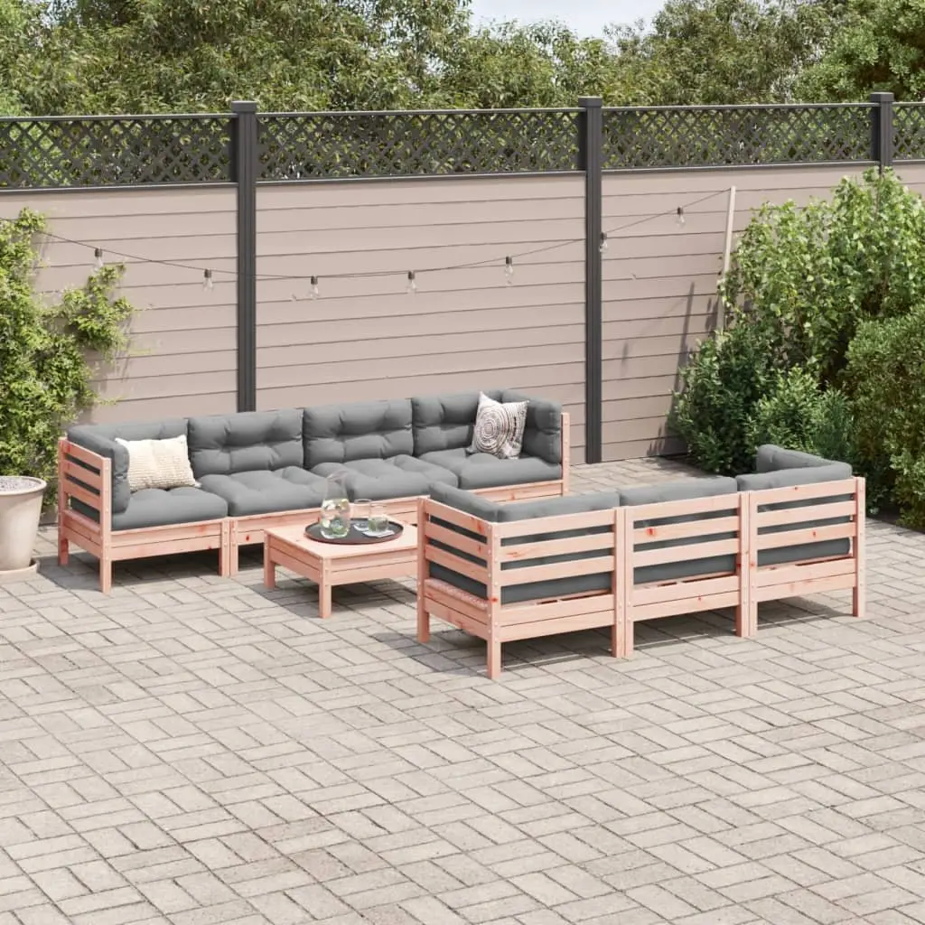 Garden Sofa Set 8 Piece Outdoor Furniture Modular Patio Seating Brown Wood