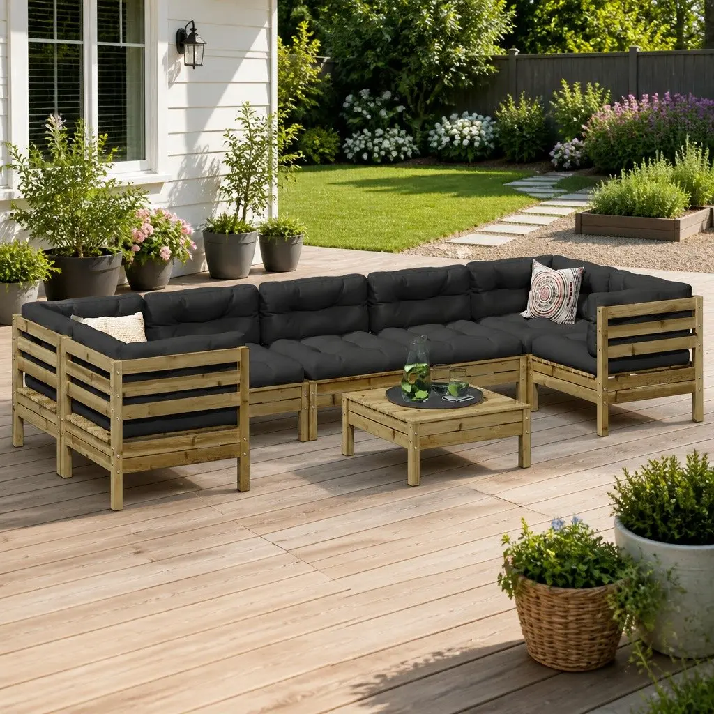 8 Piece Garden Sofa Set Outdoor Furniture with Cushions Patio Backyard Seating