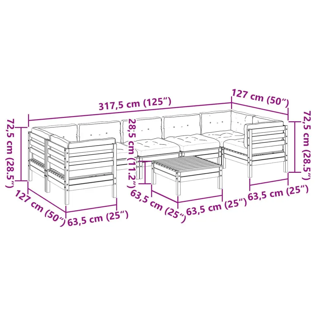 8 Piece Garden Sofa Set Outdoor Furniture with Cushions Patio Backyard Seating