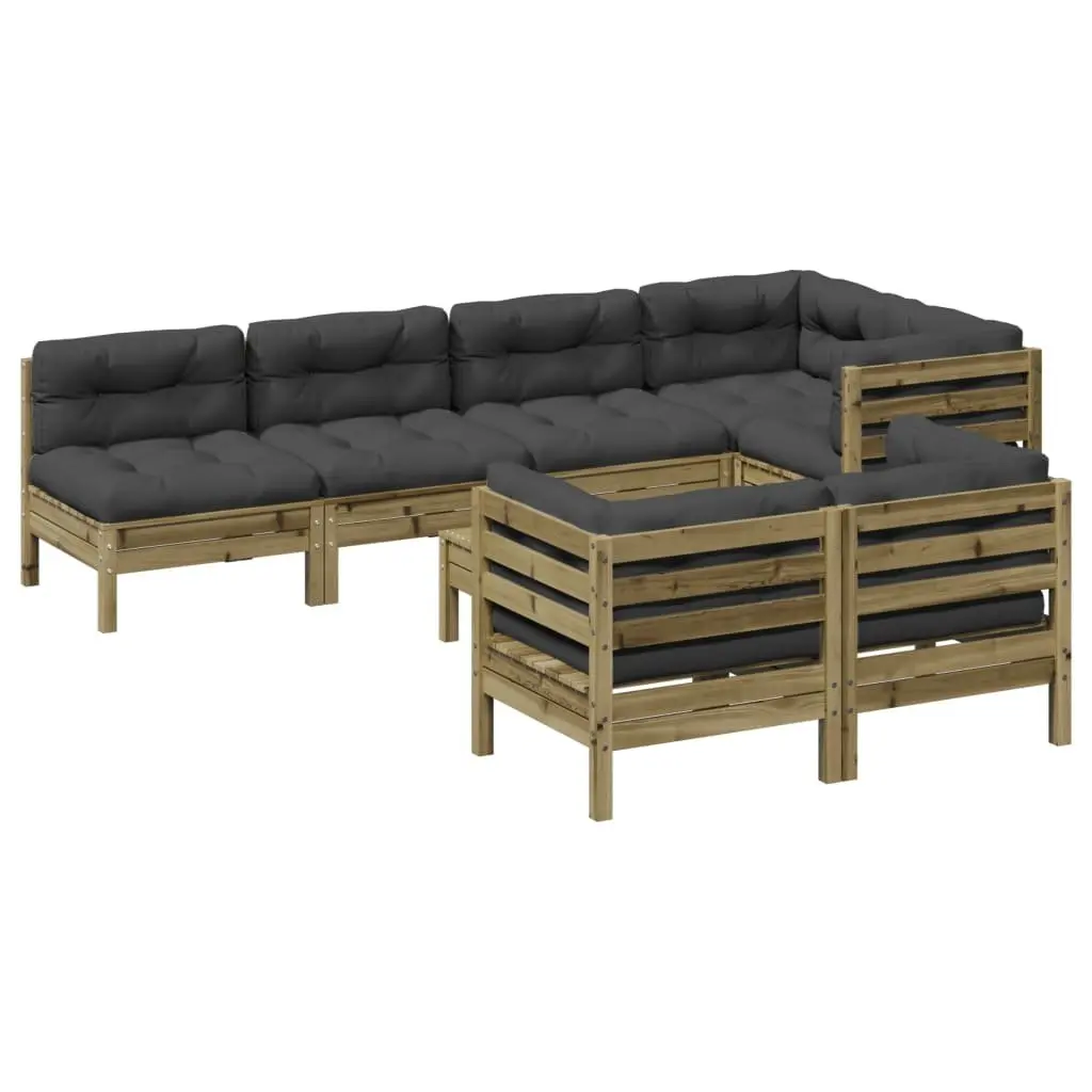 8 Piece Garden Sofa Set with Cushions Outdoor Patio Furniture Brown Modular