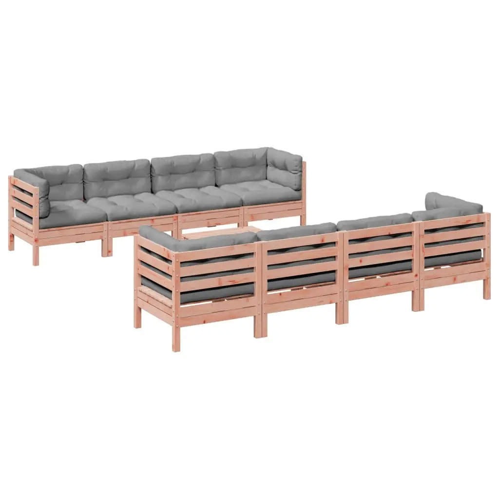 Outdoor Garden Sofa Set 9 Piece Modular Furniture Cushions Brown