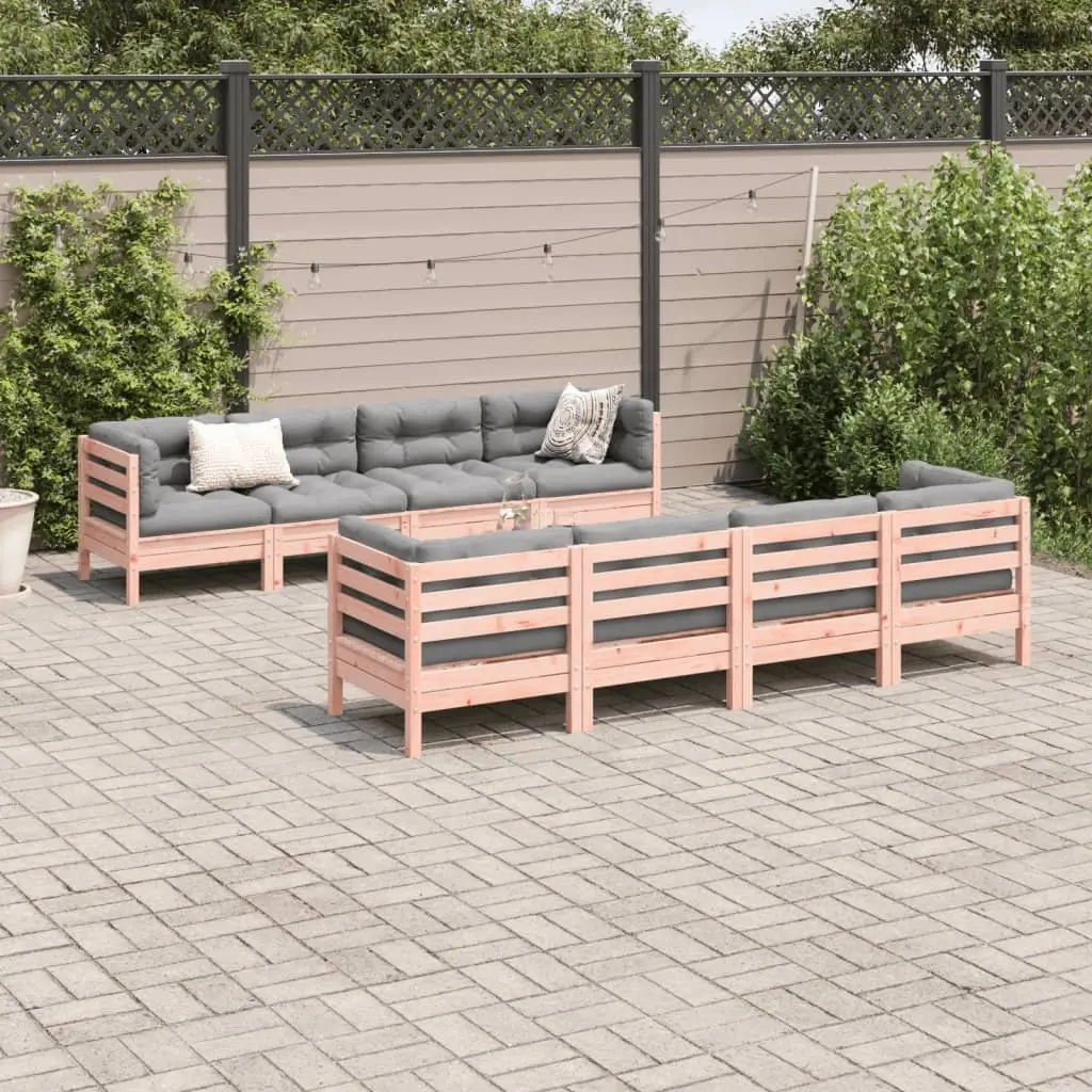 Outdoor Garden Sofa Set 9 Piece Modular Furniture Cushions Brown