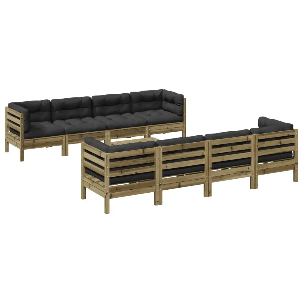 Garden Sofa Set 9 Piece Outdoor Furniture Modular Patio Seating Brown
